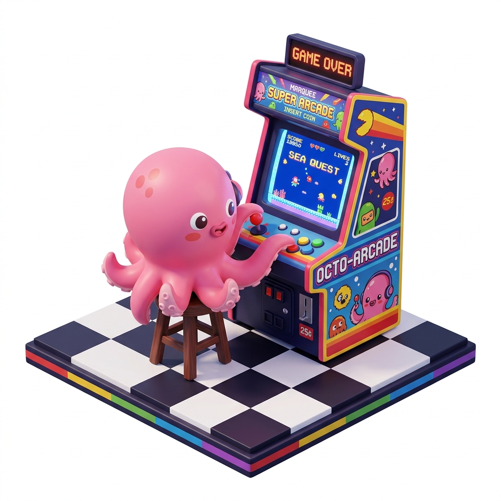 Arcade octopus 3D render
